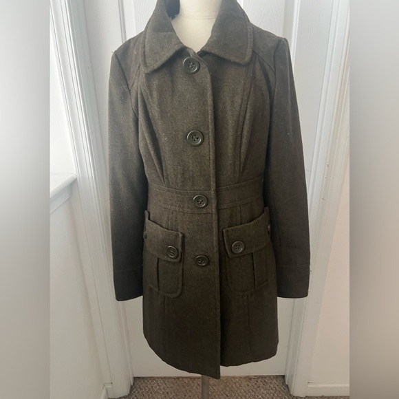 Army Green Wool Coat - Picture 1 of 8